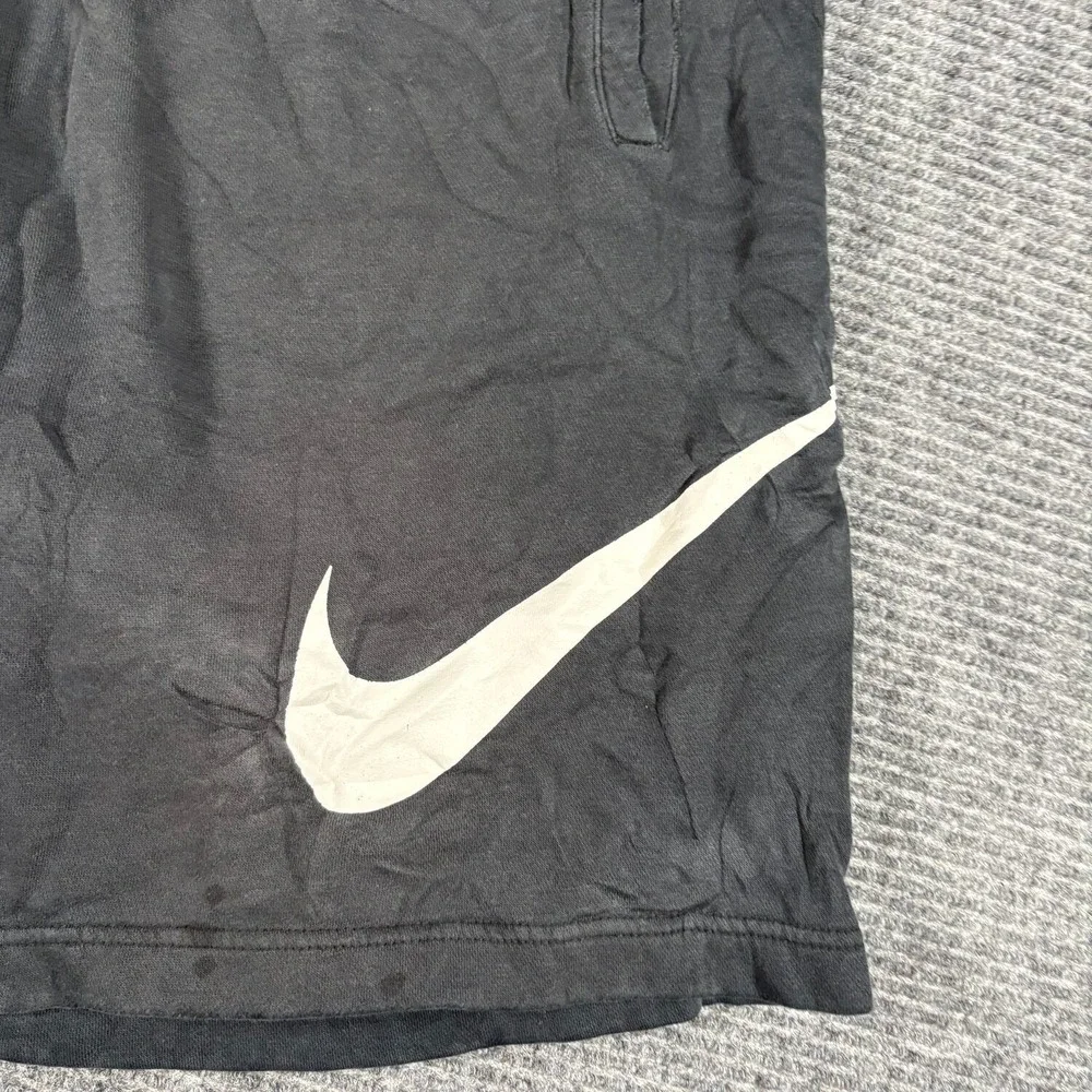 Nike Fleece Shorts Mens XXL Black Good Big Swoosh Logo Drawstring Pockets